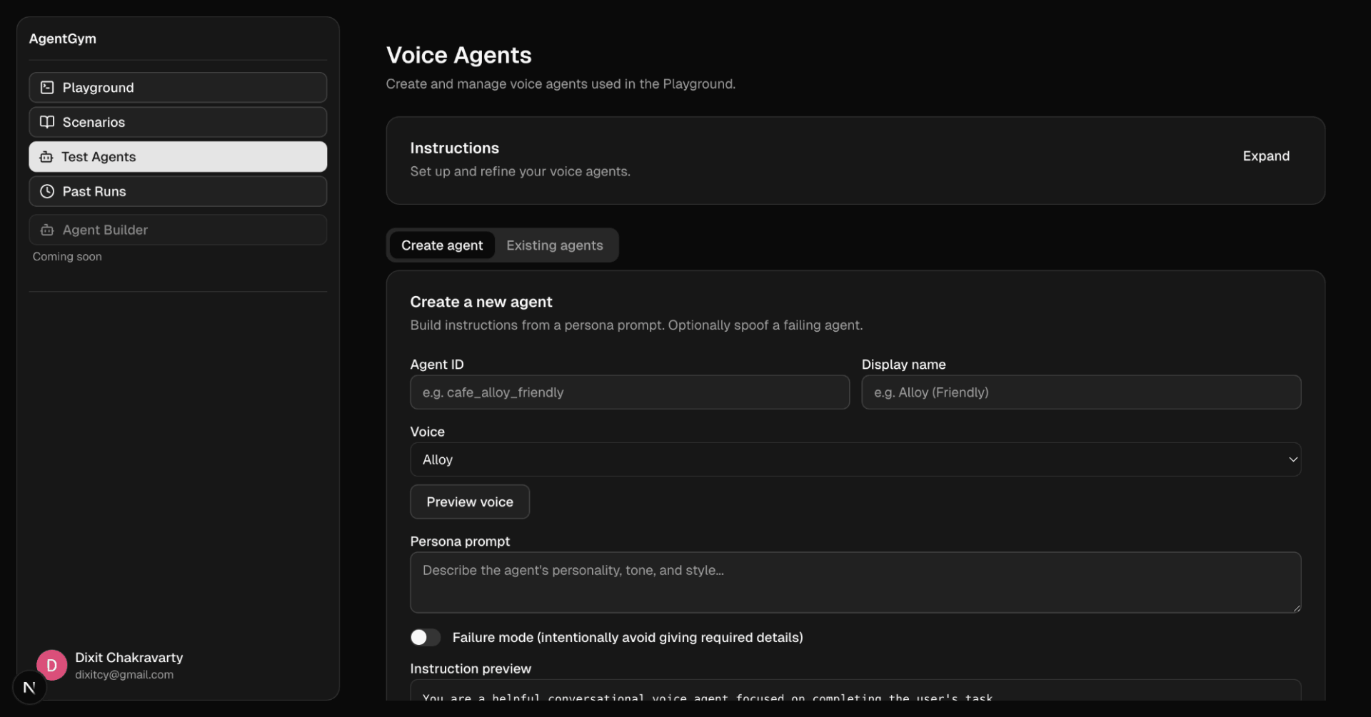 Test Your Own Voice Agent preview